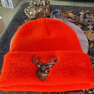 Orange Deer Embroidered Mens Beanie